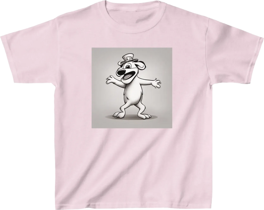 A cartoon animal doing a silly dance or wearing a funny hat.