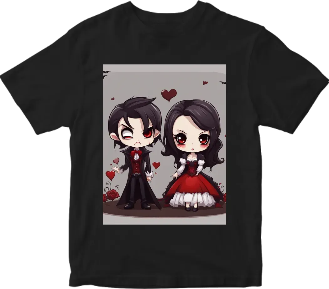 Vampire couple cute cartoon chibi no background