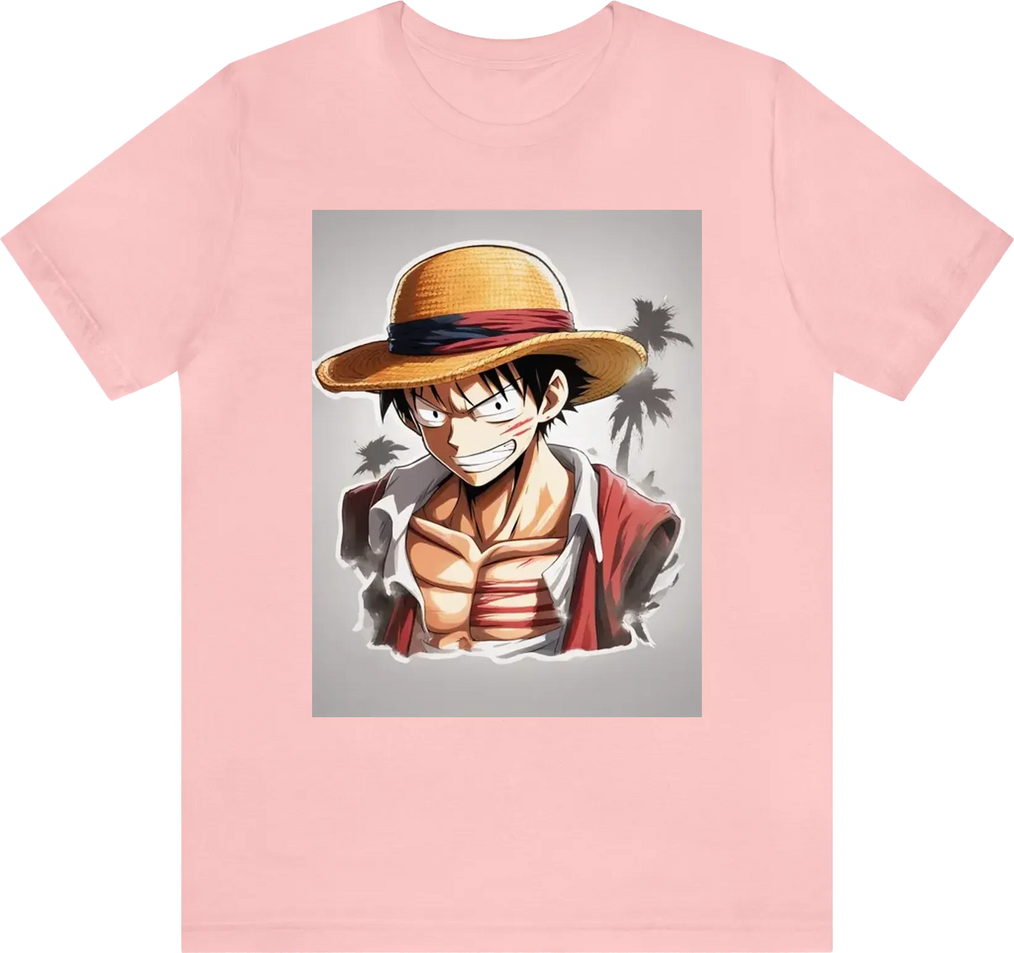 Luffy with a tshirt write YASS KING le logo de yass king un arabe avec un chapeau de paille