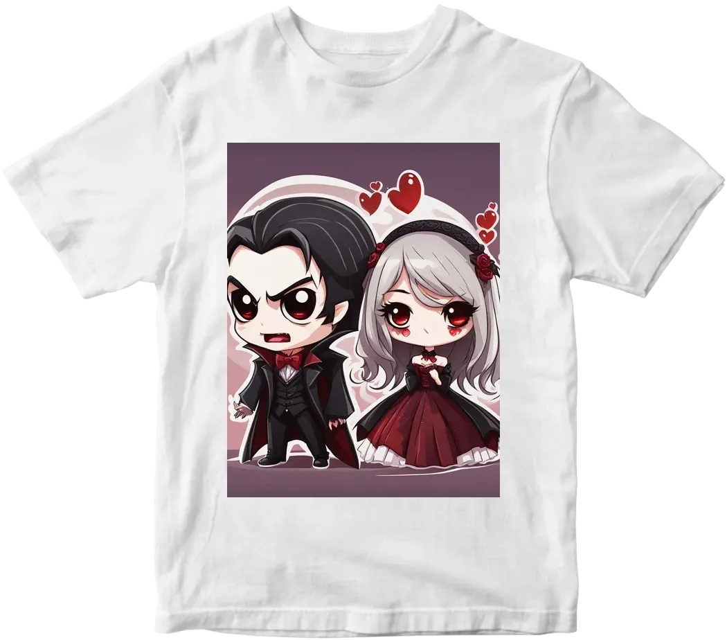 Vampire couple cute cartoon chibi png