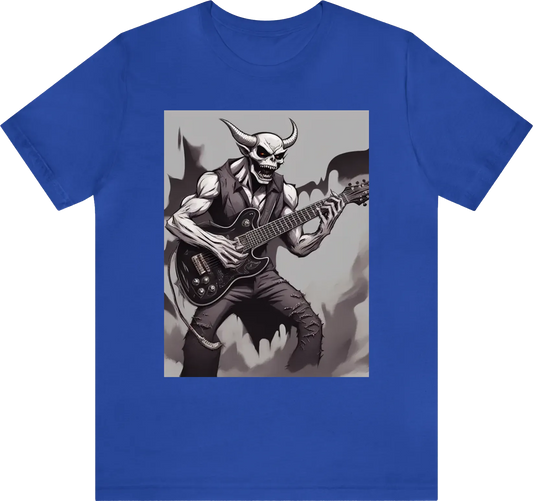 Ripped demon playing guitar