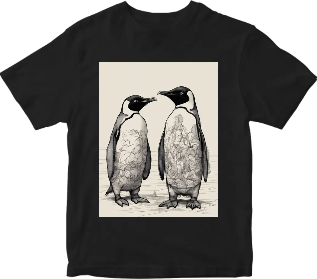 Penguins on beach in Hawaiian shirts