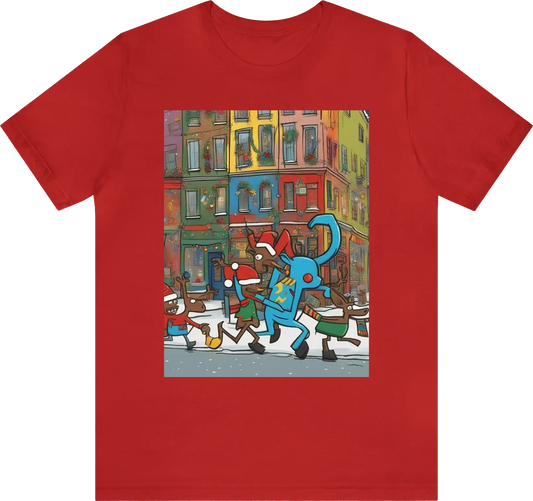 Cartoon christmas donky dancing through town