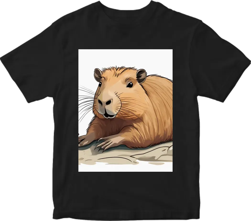 A capybara lying down, cartoon, white background