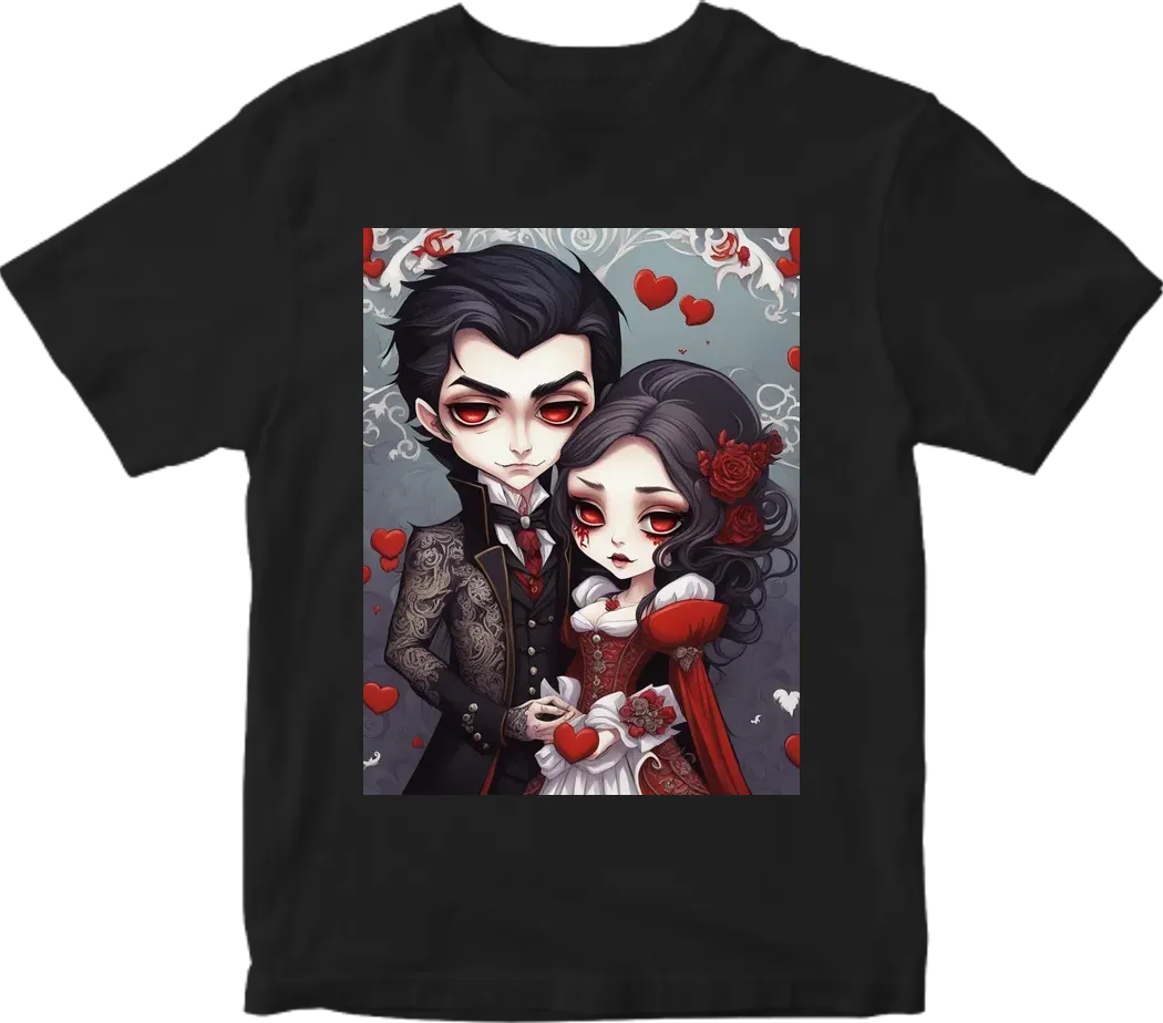 Vampire couple cute cartoon chibi no background