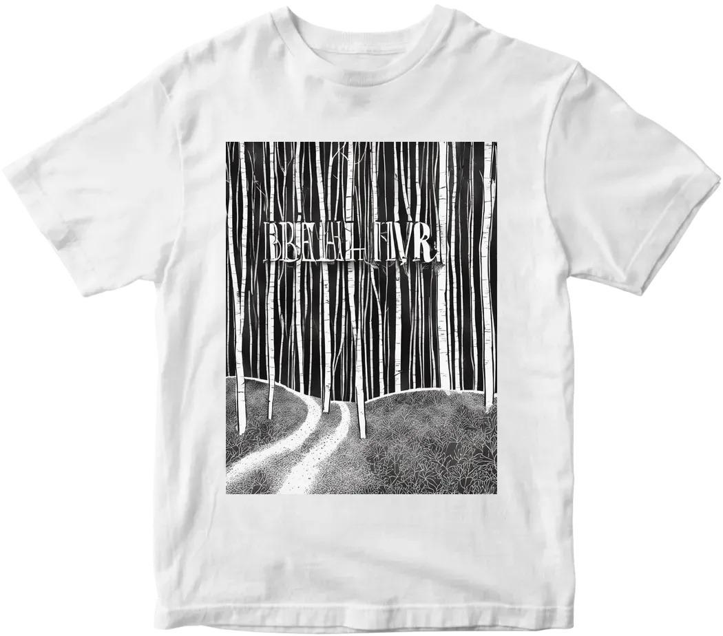 Black and white forest with text breath in