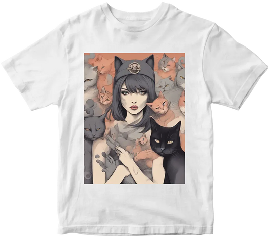 Smoke girl with a cats gang