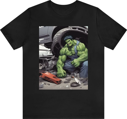 Hulk repairs a broken car