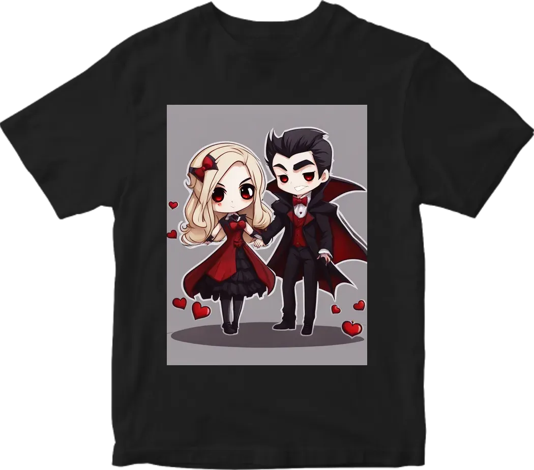 Vampire couple cute cartoon chibi png