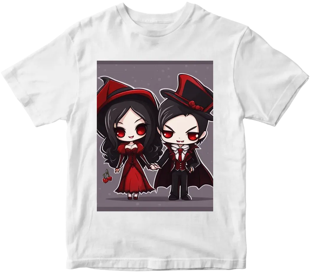 Vampire couple cute cartoon chibi png