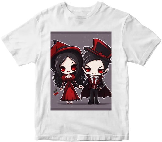 Vampire couple cute cartoon chibi png