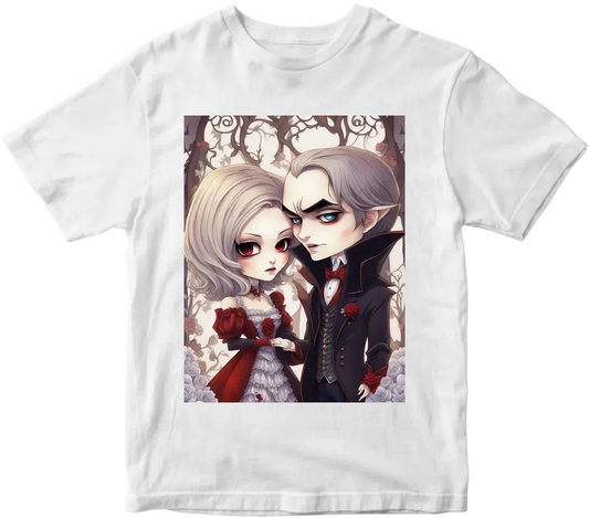 Vampire couple cute cartoon chibi no background