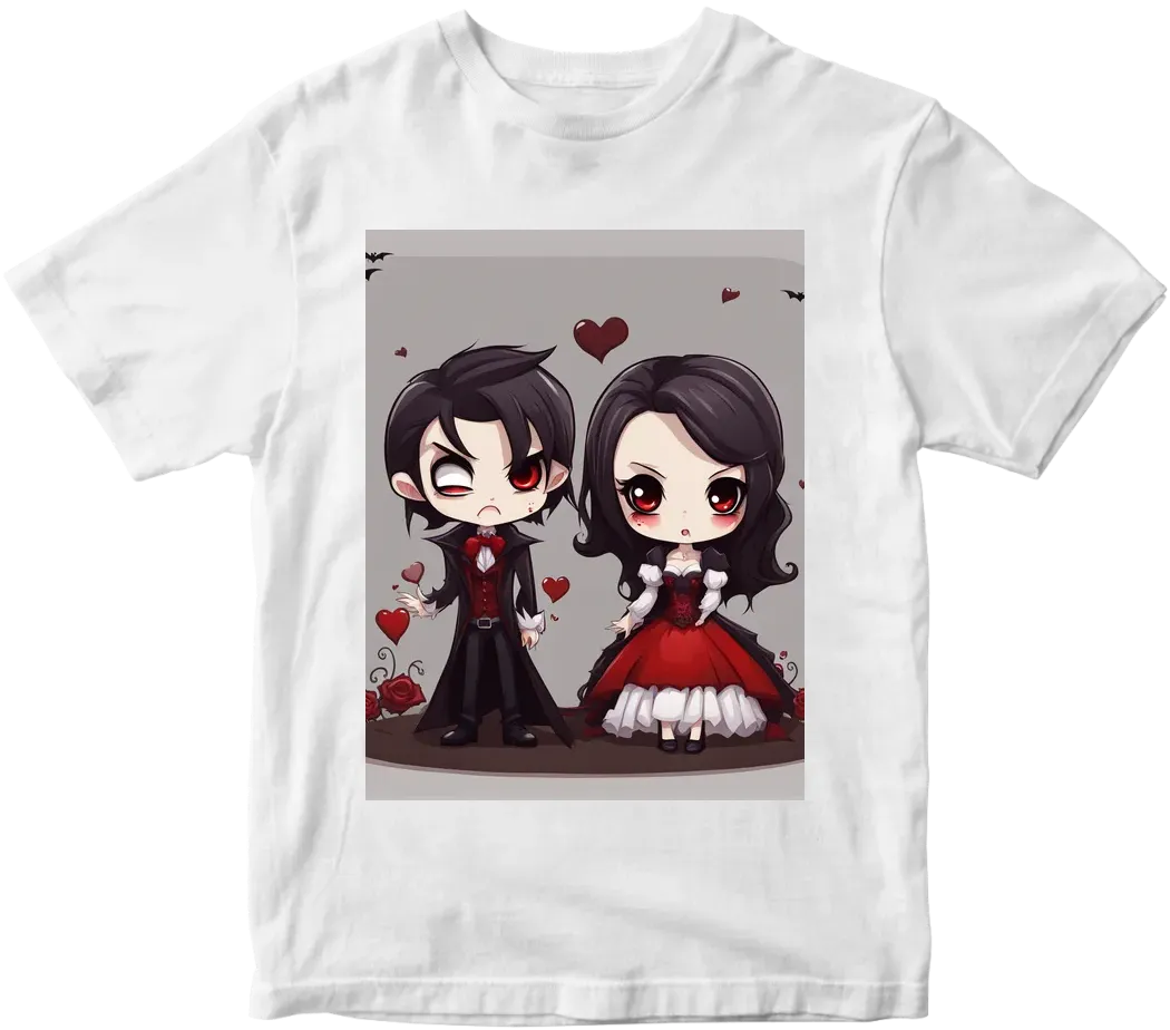 Vampire couple cute cartoon chibi no background