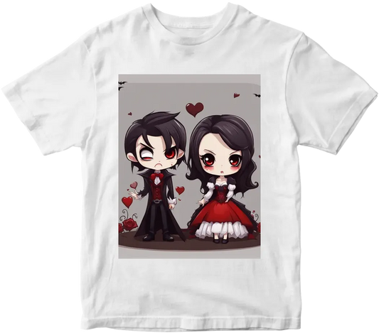 Vampire couple cute cartoon chibi no background