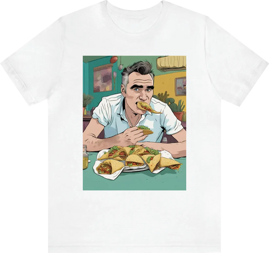 Morrissey eating a taco , comic, 8k