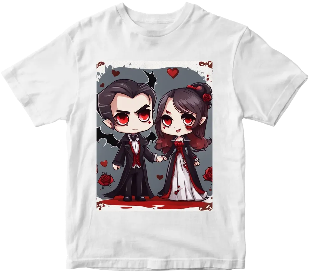 Vampire couple cute cartoon chibi no background