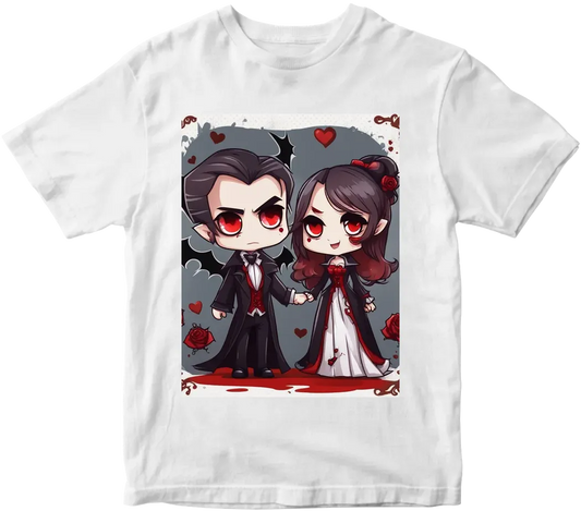 Vampire couple cute cartoon chibi no background