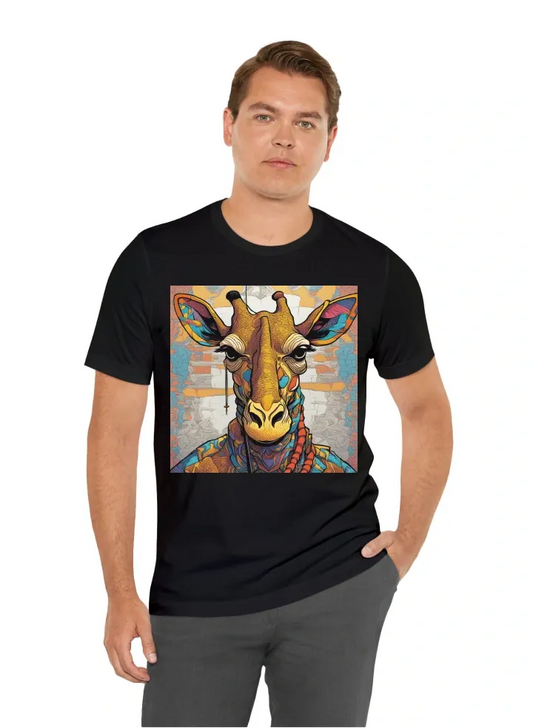 Ninja Giraffe with a sword looking directly into the camera, angry face