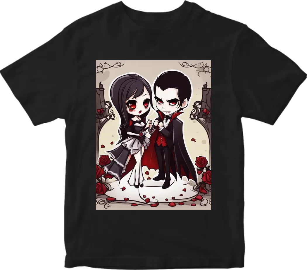 Vampire couple cute cartoon chibi no background