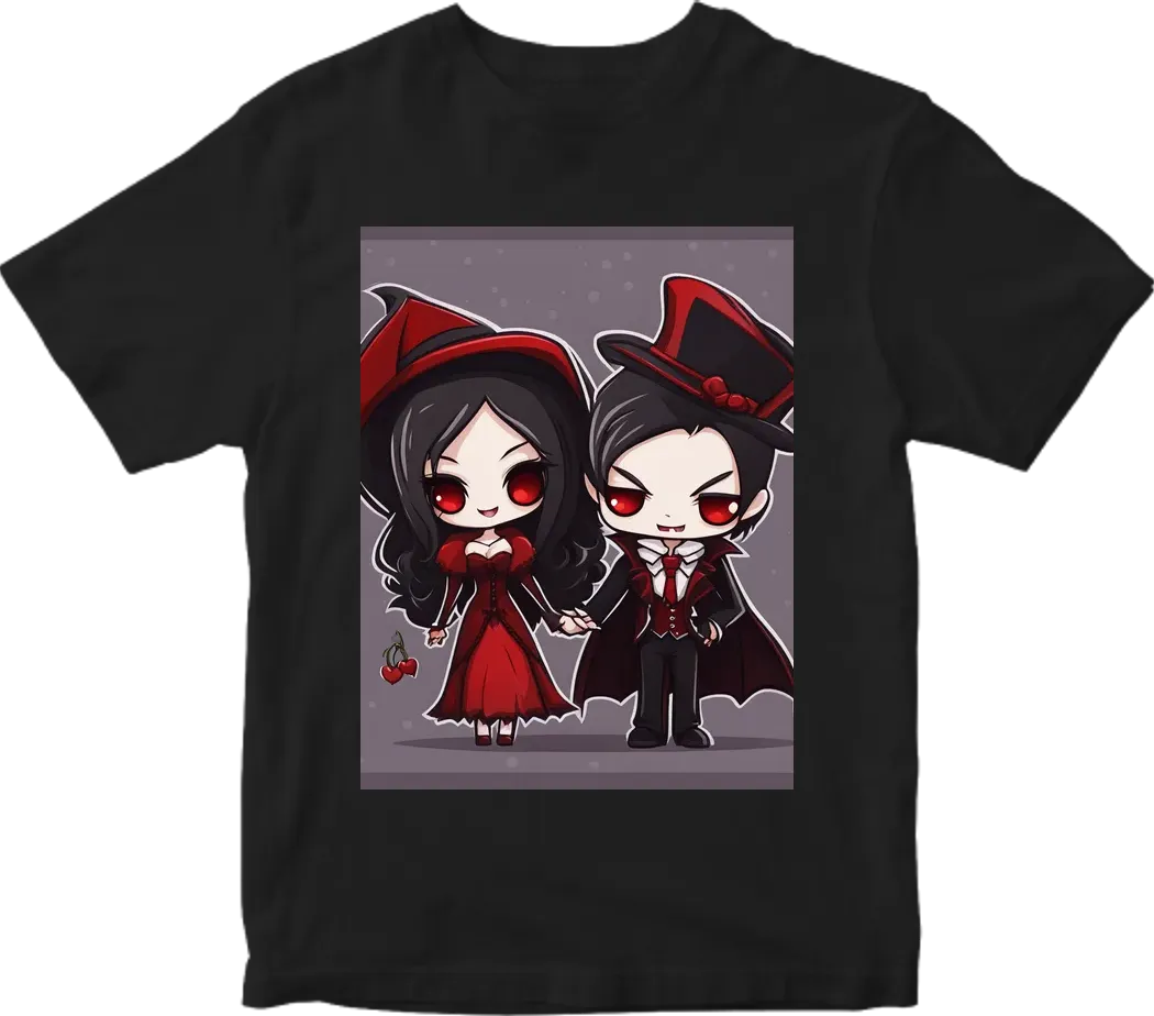 Vampire couple cute cartoon chibi png