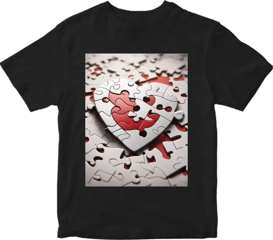 A puzzle heart with one piece missing