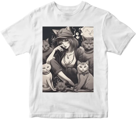 Smoke girl with a cats gang