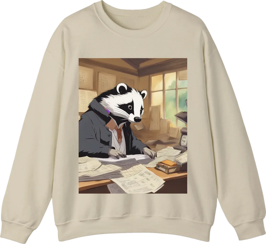 Badger doing taxes, ghibli studio