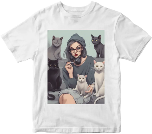 Smoke girl with a cats gang