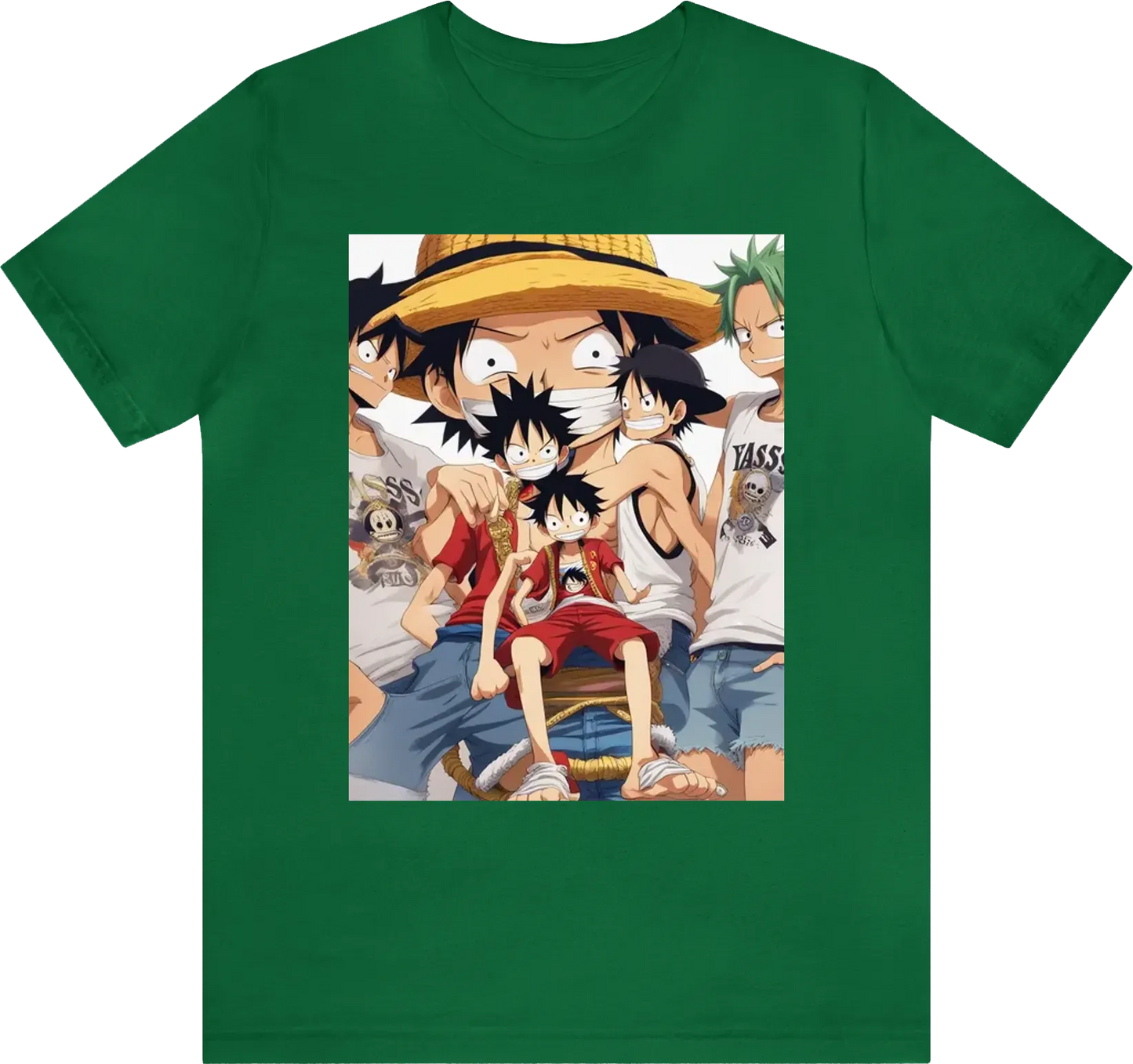 Luffy avec un tshirt ecrit yass cest le roi