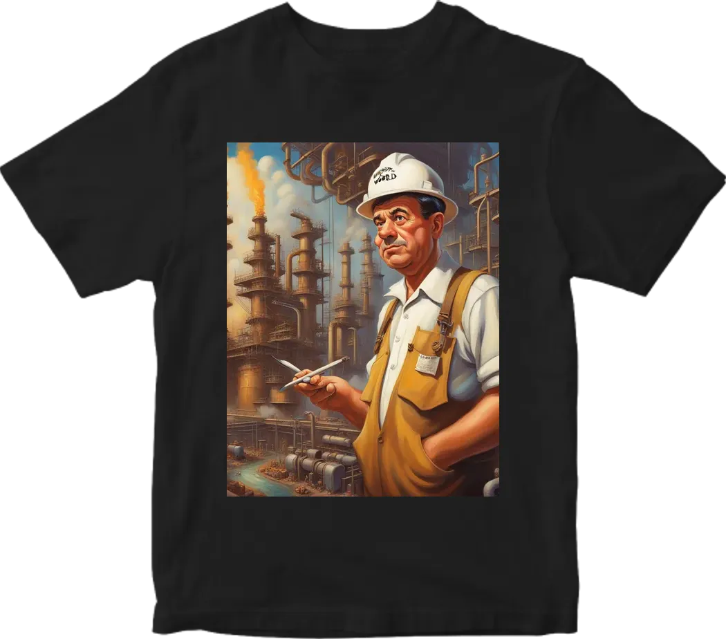 Refinery inspector with the world in front of him - tagline "Inspect Your World"