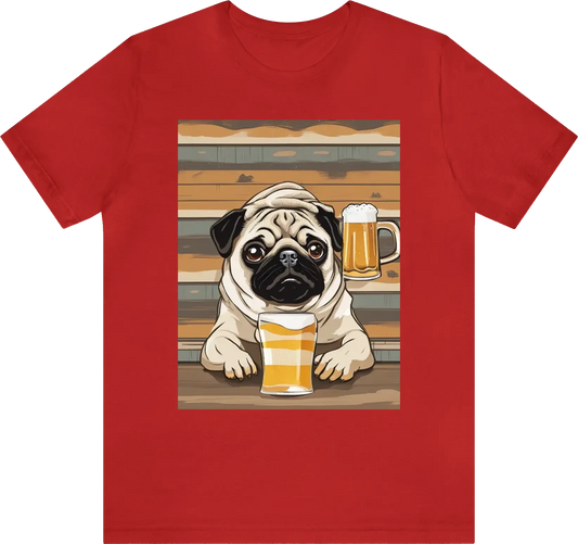 Pug having beer