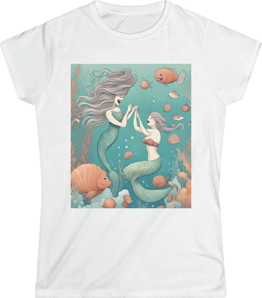 A playful illustration of a mermaid with a humorous