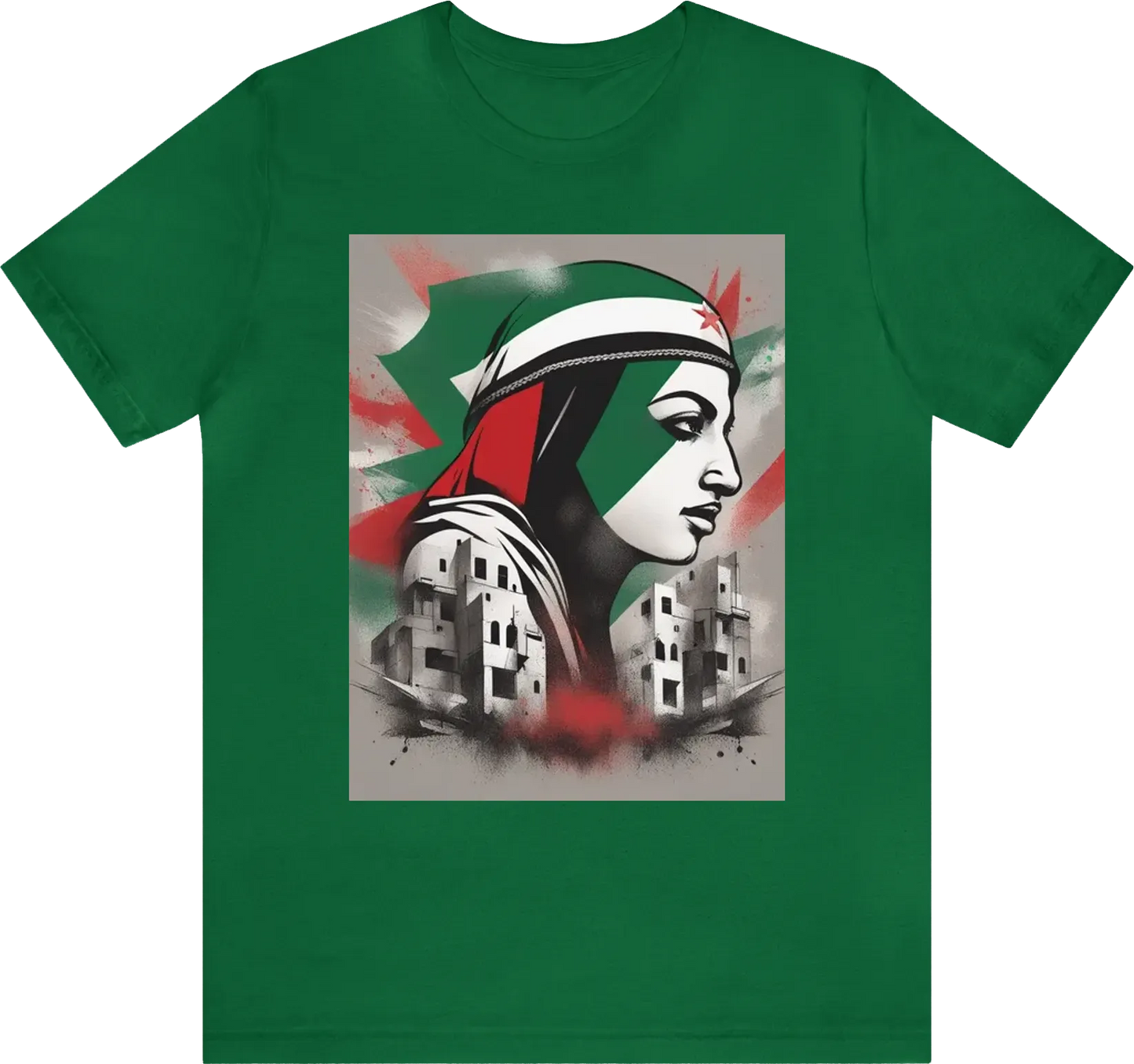 A stylish t shirt adorned with a meaningful design that represents the resilience and strength of Palestine resistance.