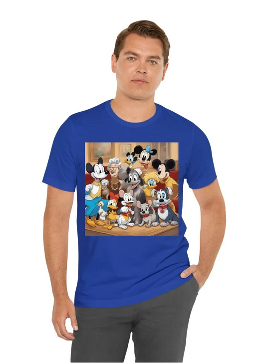 Mickey mouse, the golden girls, donald duck, and a family of mini-schnauzers