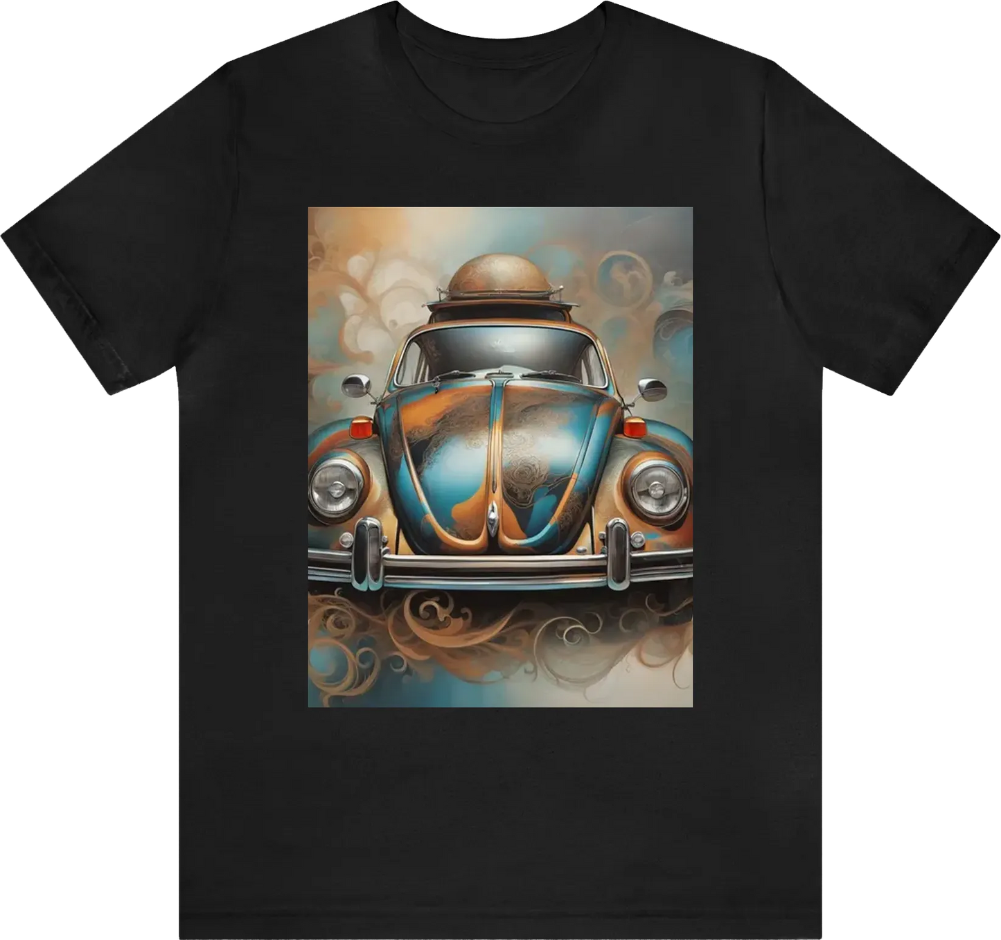 1974 volkswagen beetle abstract with rich colors