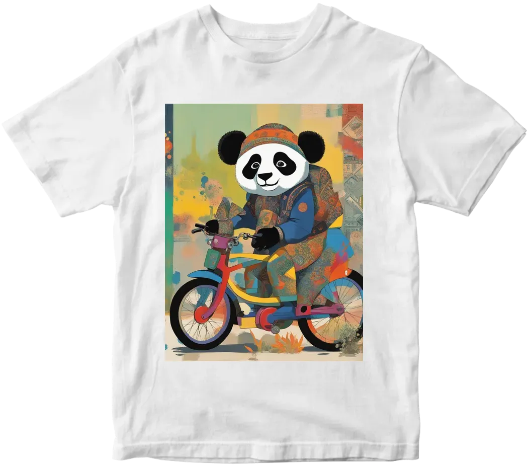 Cute panda bike rider