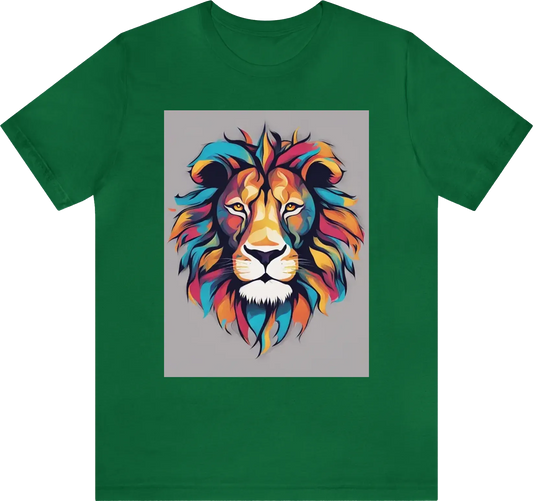 I want a tshirt design of colorful abstract lion face