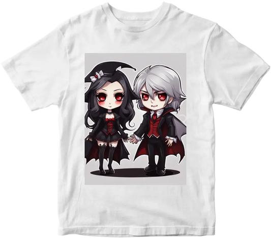 Vampire couple cute cartoon chibi no background