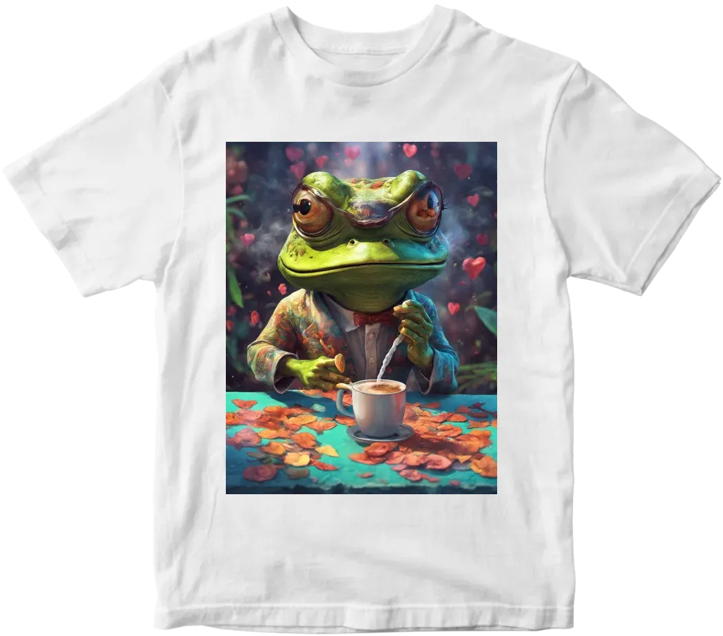 Herman the frog smoking weed and drinking coffee with a transparent background