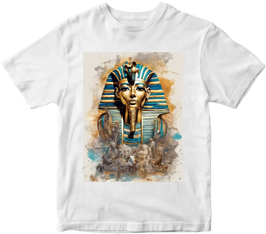 Explore the realm of imagination as Tutankhamun embarks on a cosmic odyssey, juxtaposing ancient Egyptian majesty with the enigmatic vastness of space, in a unique and captivating artistic depiction.