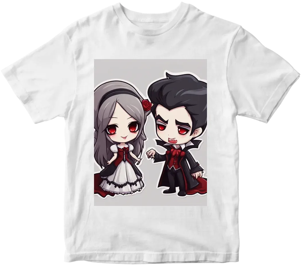 Vampire couple cute cartoon chibi png