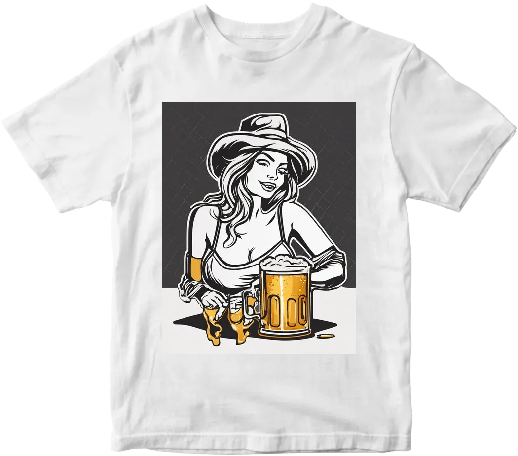 Drunk woman drinking beer outline logo – Artificial Printer