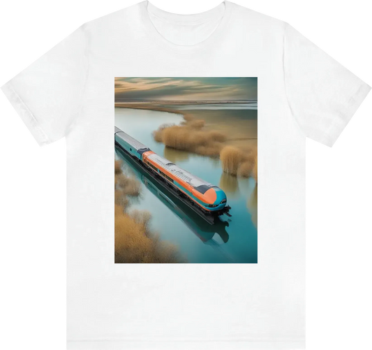 A train traveling on water