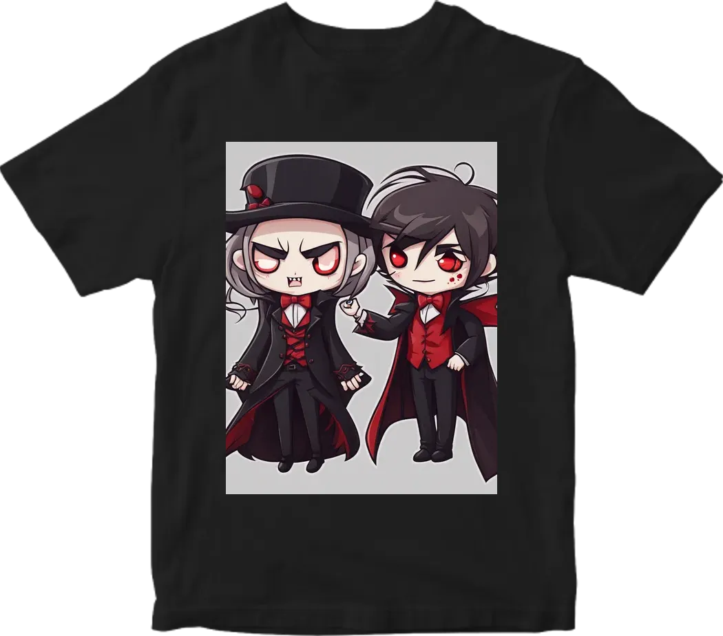 Vampire couple cute cartoon chibi png