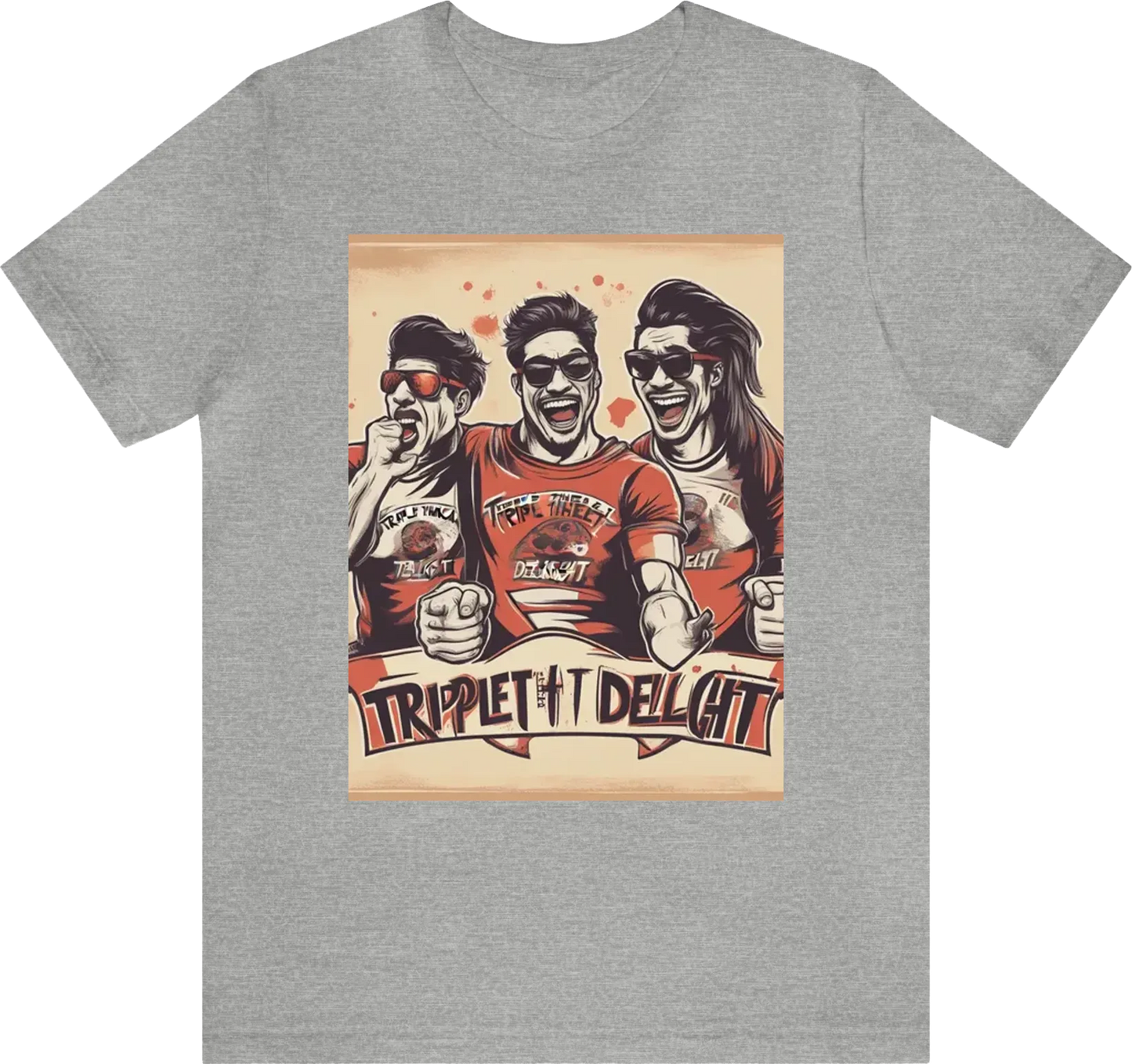 Funny tshirt design with quote: "triple threat. triple delight"