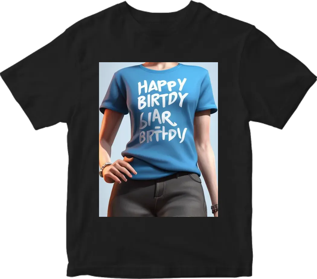 Text on t-shirts "happy birthday GIRL"