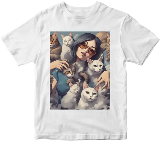 Smoke girl with a cats gang