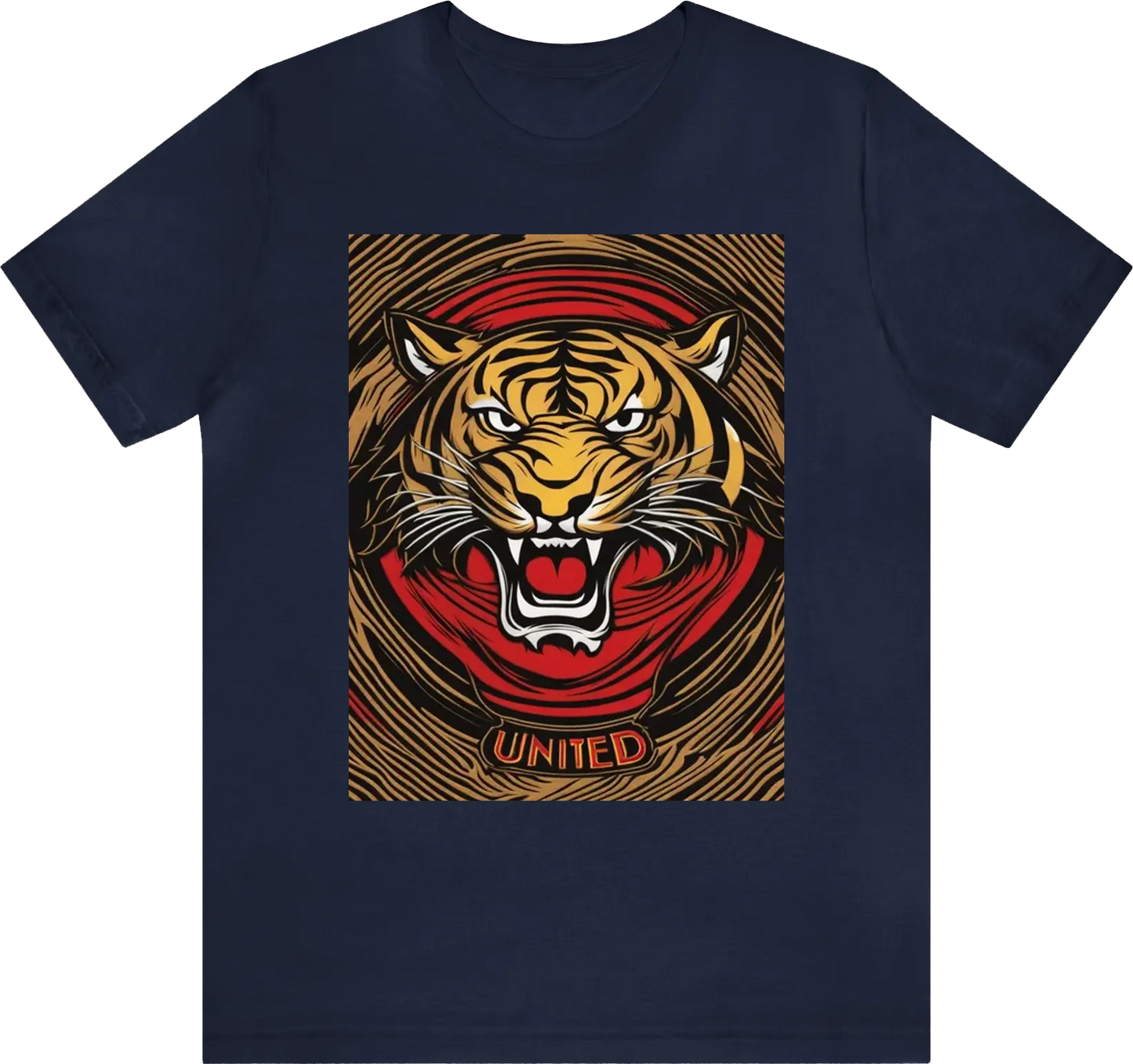 The **Londorlando United** jersey boasts a fierce and captivating design, featuring a powerful tiger as its emblem. The tiger, rendered in bold black, red, and gold hues, symbolizes strength, tenacity, and the team's unwavering spirit. Rays of golden suns