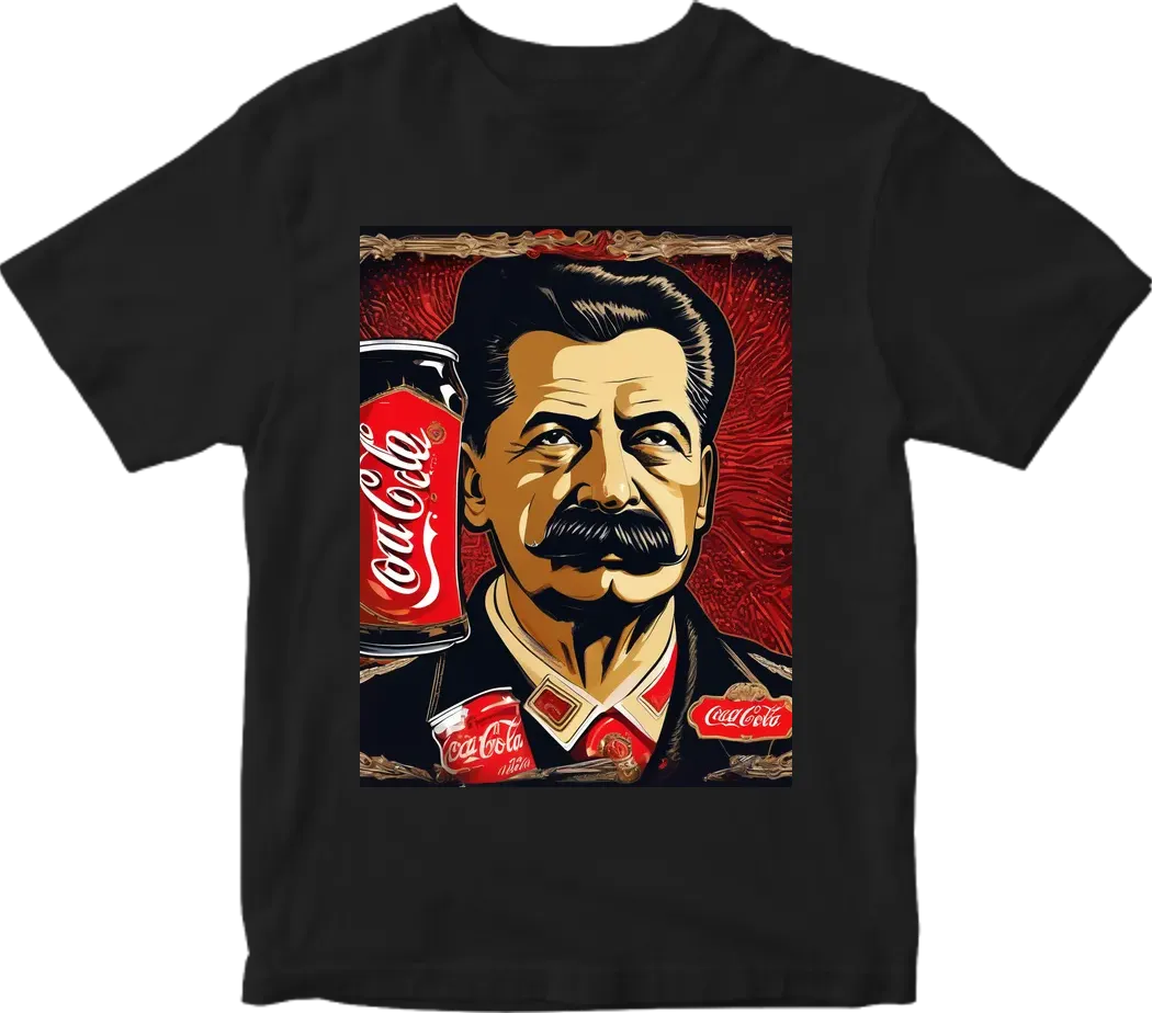 Stalin with coca cola on black background