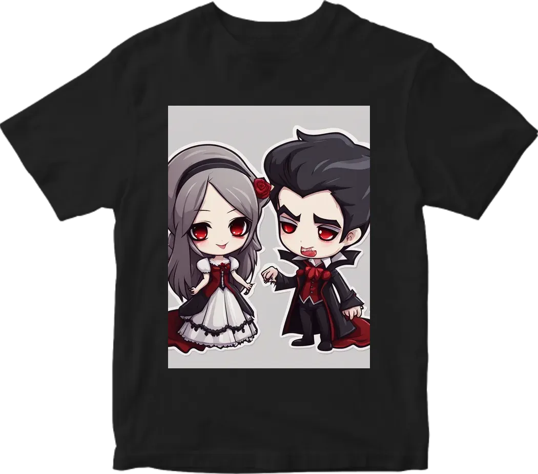 Vampire couple cute cartoon chibi png